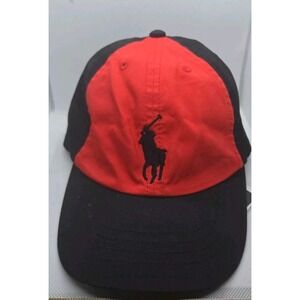 NWT RALPH‎ LAUREN Baseball Cap RED/BLACK CHILD one Size 4-7
